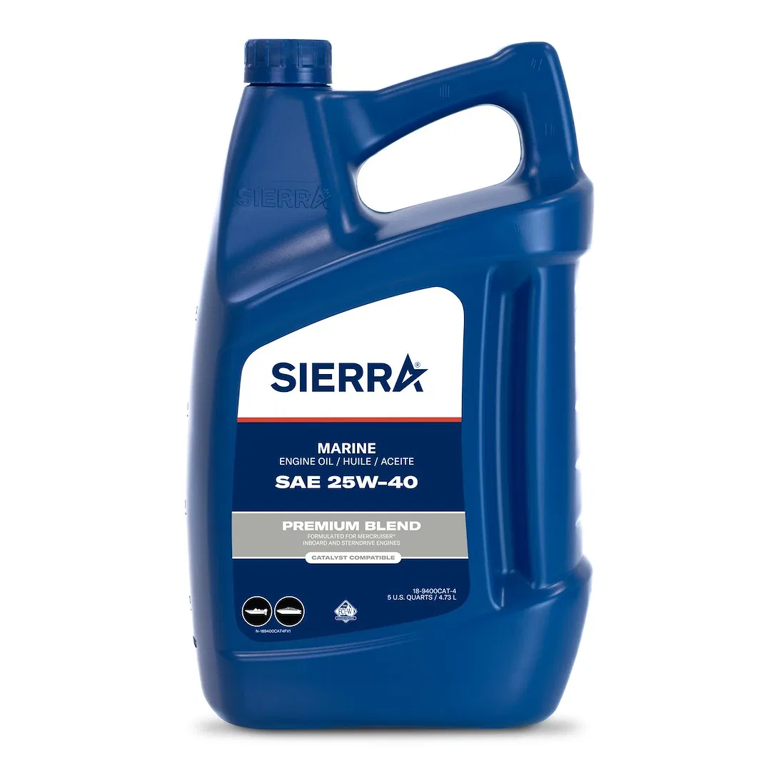 18-9400CAT-4 – SIERRAMARINE Oil, SAE 25W-40 Premium Blend 4-Stroke Catalyst Engine Oil 5 Quart Jug Single NMMA FC-W C...